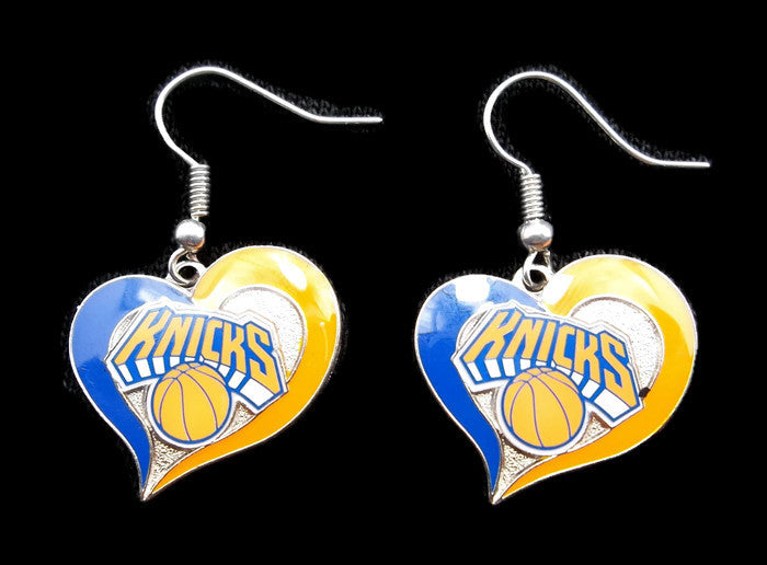 NBA New York Knicks Earrings Heart Swirl