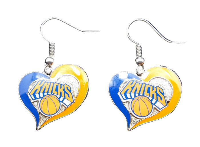 NBA New York Knicks Earrings Heart Swirl
