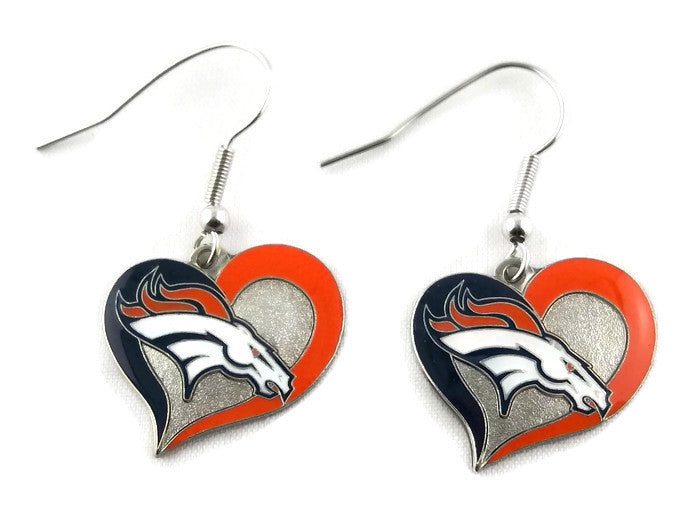 NFL Denver Broncos Earrings Heart Swirl