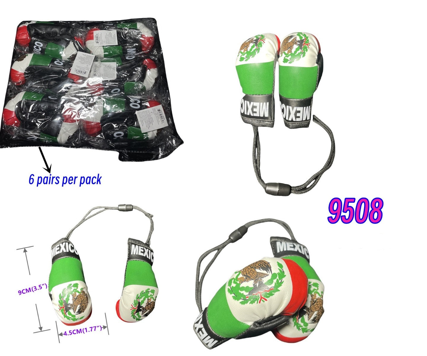 MINI MEXICO BOXING GLOVES 9508 SIX PER PACKAGE