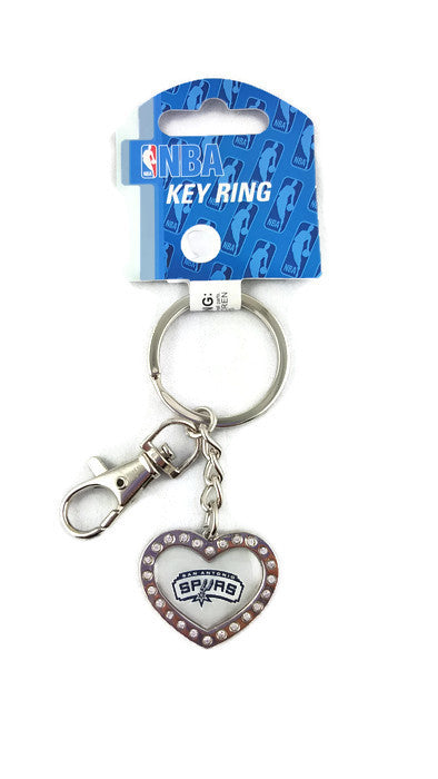 NBA San Antonio Spurs Keychain (KC) Heart Rhinestone SM.