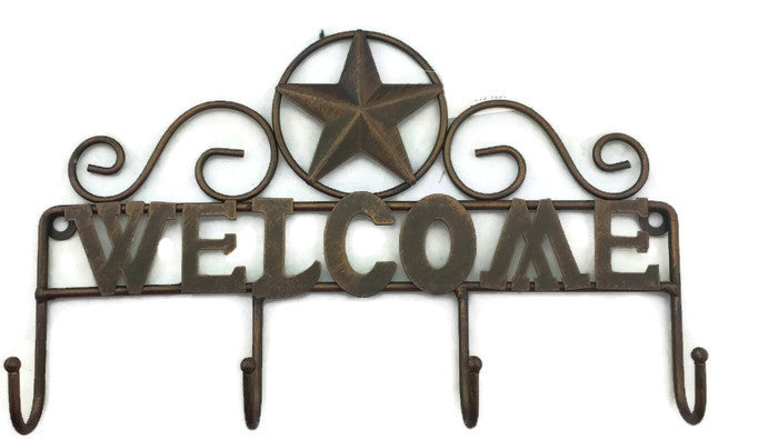 Texas Decor - Metal Hanging Hooks - Welcome Star - A15103