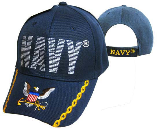 United States Navy Military Hat Back Stitch Embroid. Logo Bill CAP596C