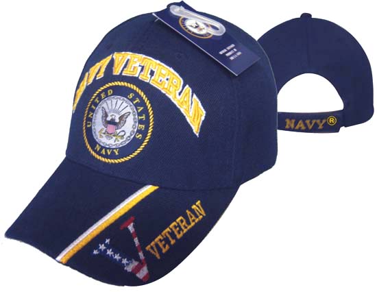 NAVY HAT VET SEAL BLUE W/VETERAN CAP592B