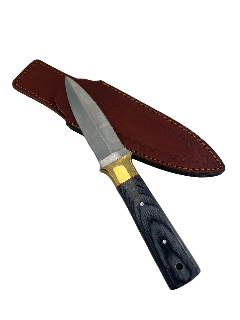 KNIFE 203493 WOOD BOOT WITH LEATHER SHEATH