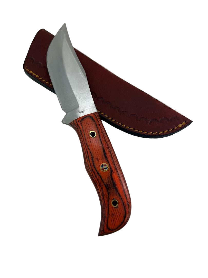 KNIFE 203494 MOSIAC PIN HUNTER WITH LEATHER SHEATH