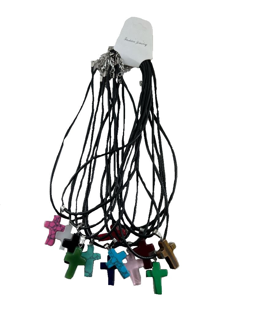 NECKLACE CROSS LEATHER