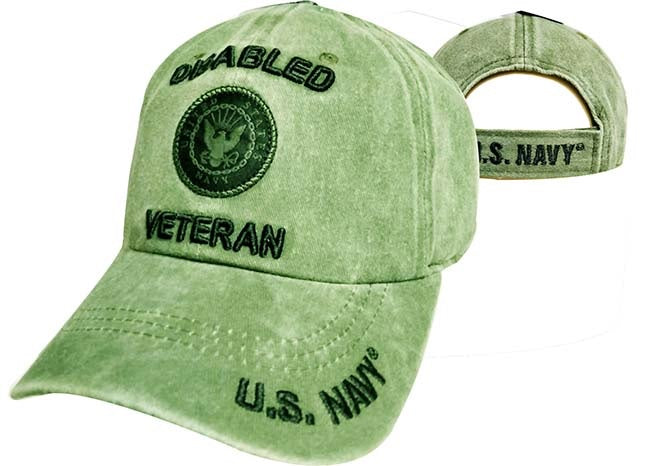 NAVY HAT DISAB VET WASH OD 515BG