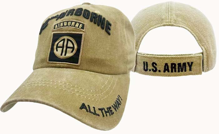 ARMY HAT 82ND AIR WASH KHAK CAP527K