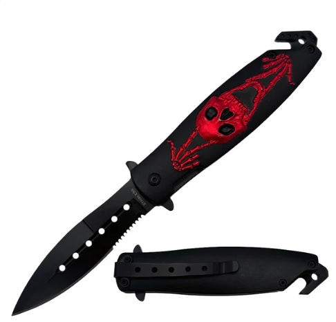KNIFE KN-1645RD RED SKULL 4.5IN