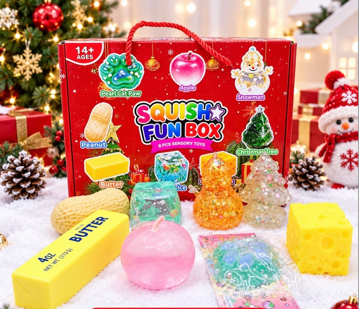 FUN BOX 8PC SET RED BOX (ASST SQUISHIES)