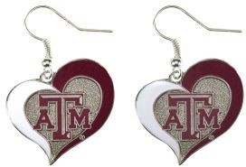 NCAA Texas A&M (Aggies) Earrings Heart Swirl