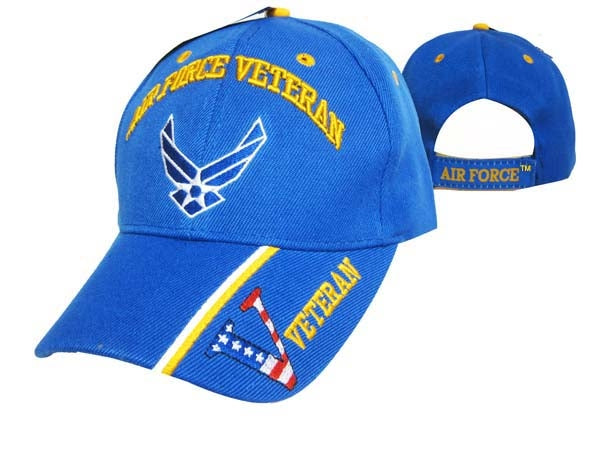 United States Air Force Veteran Hat w/Wings "V/Flag" Royal BL CAP593BA