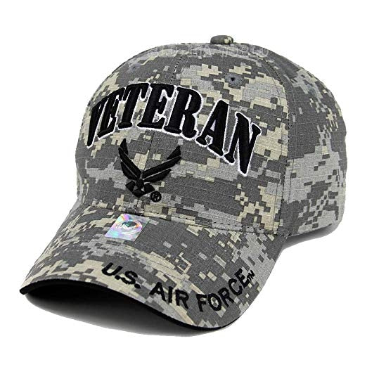 United States Air Force VETERAN Hat with Wings Logo A04AIV01 Grey Digital Camo