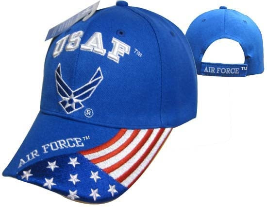 United States Air Force Hat "USAF" Wings w/Flag Bill Royal BL CAP603GA