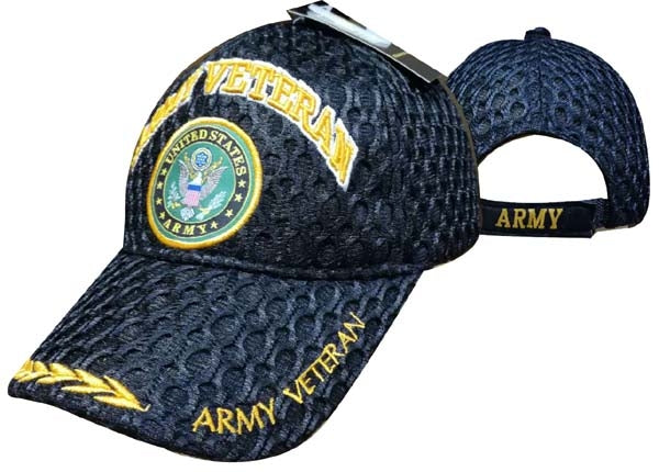 United States Army Military Hat "ARMY VETERAN" Seal/Mesh/Leaf CAP591A