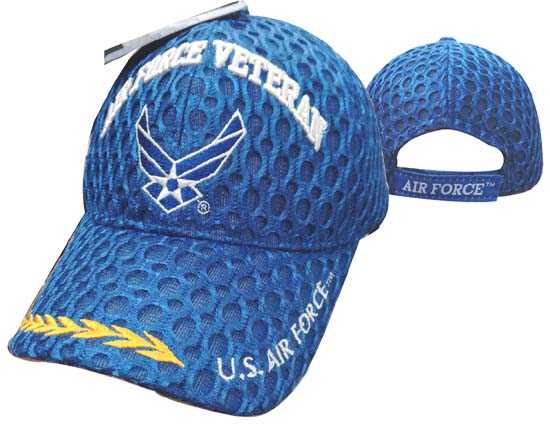 United States Air Force Hat "AIR FORCE VETERAN" Wings/Mesh Leaf CAP593AA