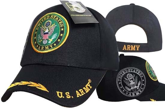 United States Army Hat Seal w/Leaf Bill-BK CAP601B