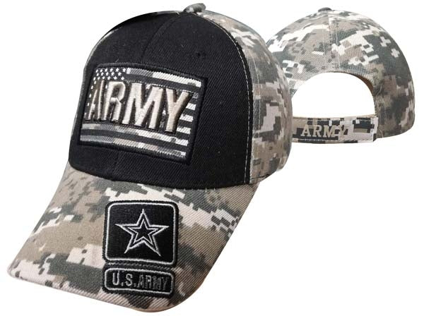 United States Army Hat "ARMY" Text ATop Flag