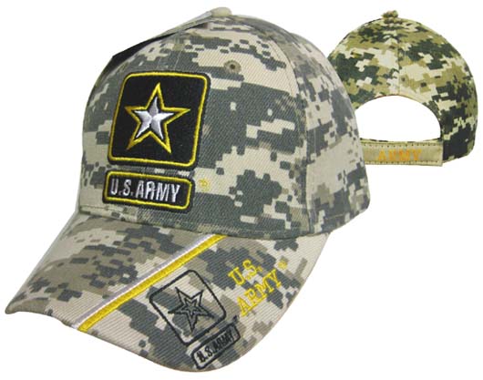 ARMY HAT STAR W/US ARMY ON BILL CAMO