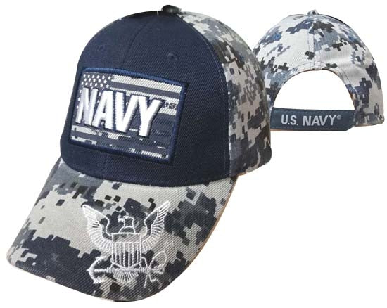 United States Navy Hat "NAVY" Text ATop Flag-DIGI CAP602FC