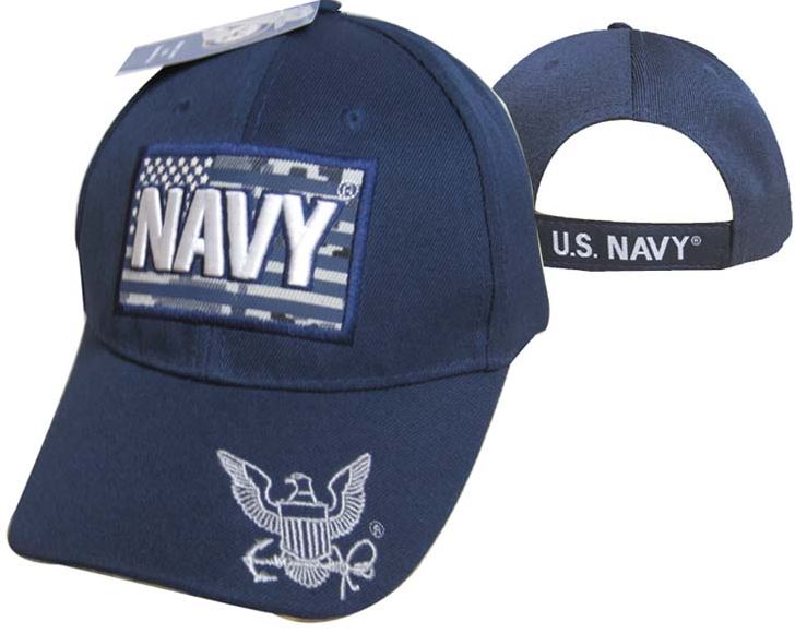 United States Navy Hat - "NAVY" Text ATop Flag CAP602FN