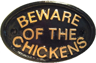Texas Decor - Cast Iron Beware Of The Chickens G055