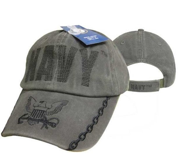 United States Navy Hat Washed Cotton Back Stitch Embroid CAP596CMG