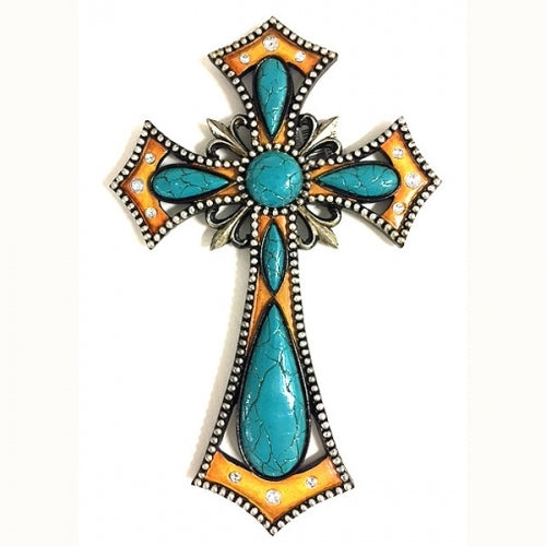 Texas Decor - Poly Turquoise Cross YC171046