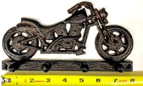 Texas Decor - Cast Iron G046 Motorcycle 4Hook