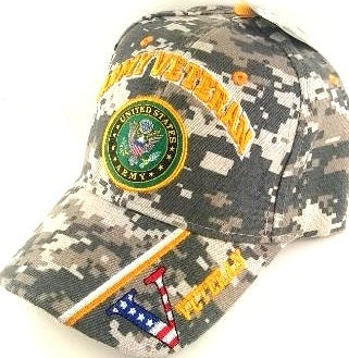 United States Army Hat "ARMY VETERAN" Seal V/Flag on Bill-Camo