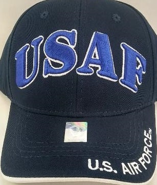 United States Air Force Military Hat "USAF" Royal Blue Text A04AIA01-NV/WHT