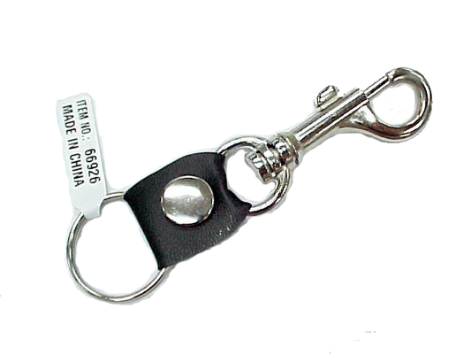 KC (Keychain) - 66926 Metal Clip Black Leather SOLD BY DOZEN