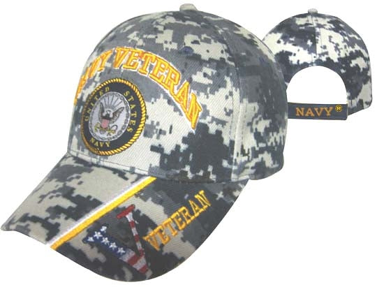 United States "NAVY VETERAN'' Seal V/Flg Bill - Digital BL CAP592BC