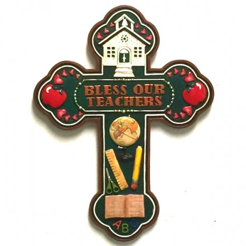 Texas Decor - Poly "Bless Our Teachers" Cross XF-R0013