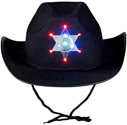 Cowboy Hat with Light-up Sheriff Badge