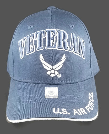 United States Air Force VETERAN Hat with Wings Logo - A04AIV01 Navy Blue