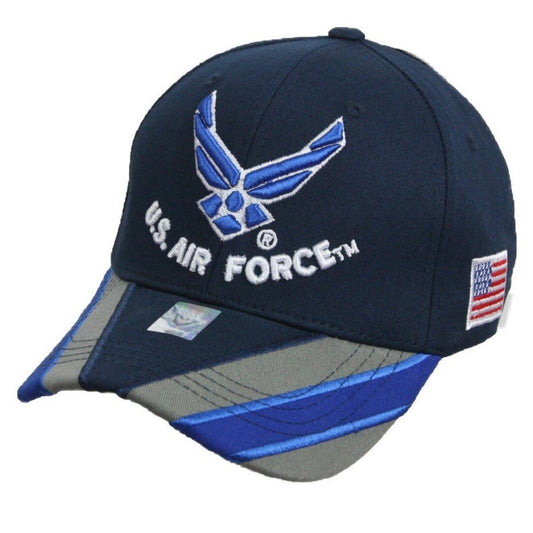United States Air Force Wings Hat Blue/Grey Striped Bill - NV A04AIA18-NAV