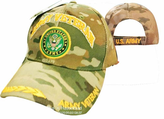 United States Army Hat- ''Army Veteran'' Seal/Leaf Bill Digital CAP591AC