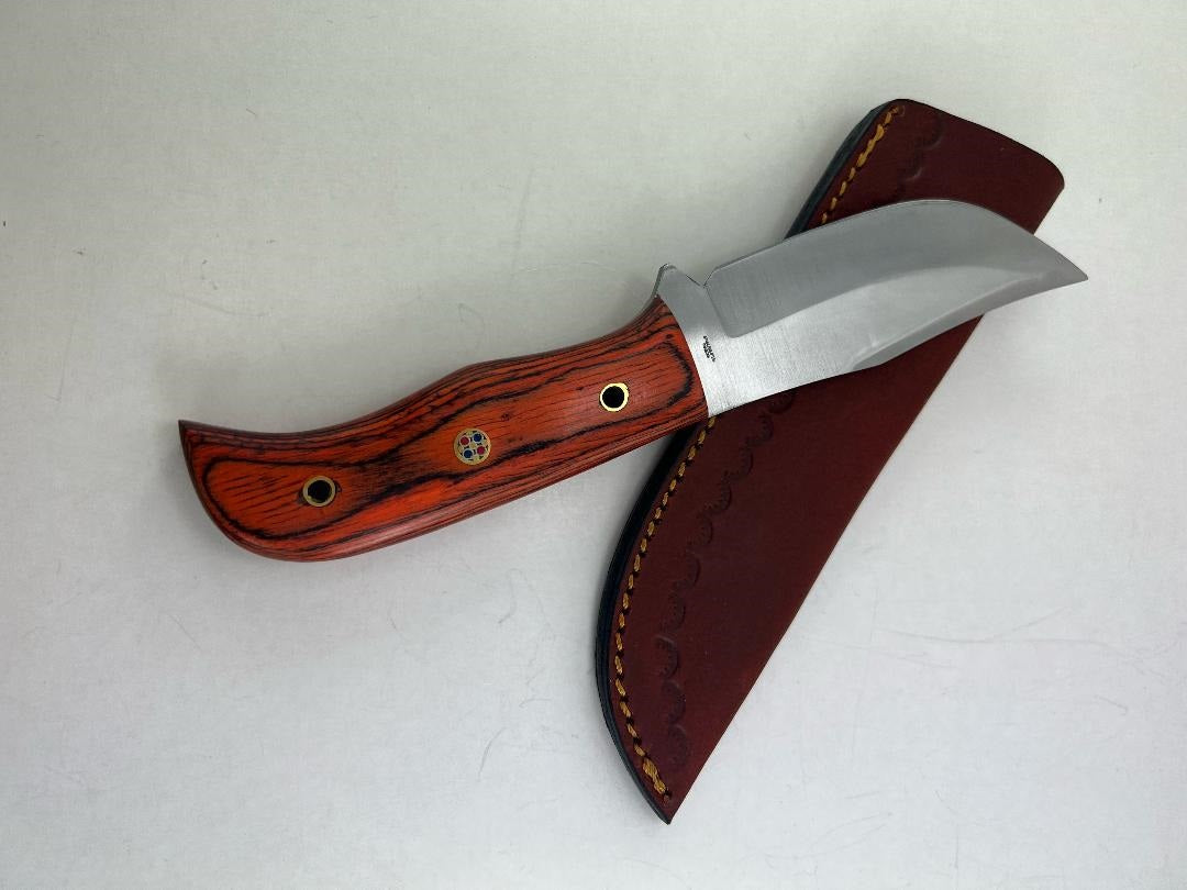 KNIFE 203494 MOSIAC  PIN HUNTER WITH LEATHER SHEATH