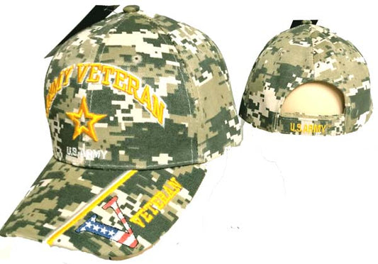 ARMY HAT Army Star Veteran V on Bill Cap Camo