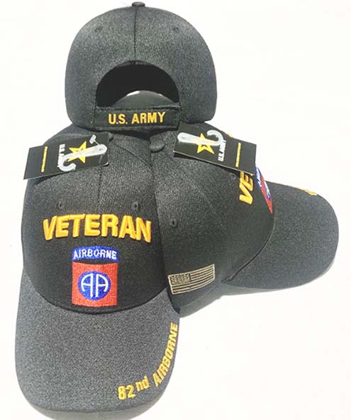 ARMY HAT 82ND AIRBORNE VETERAN BLACK