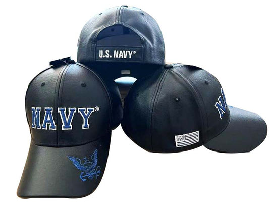 NAVY HAT WITH EAGLE ON BILL PU 502BP