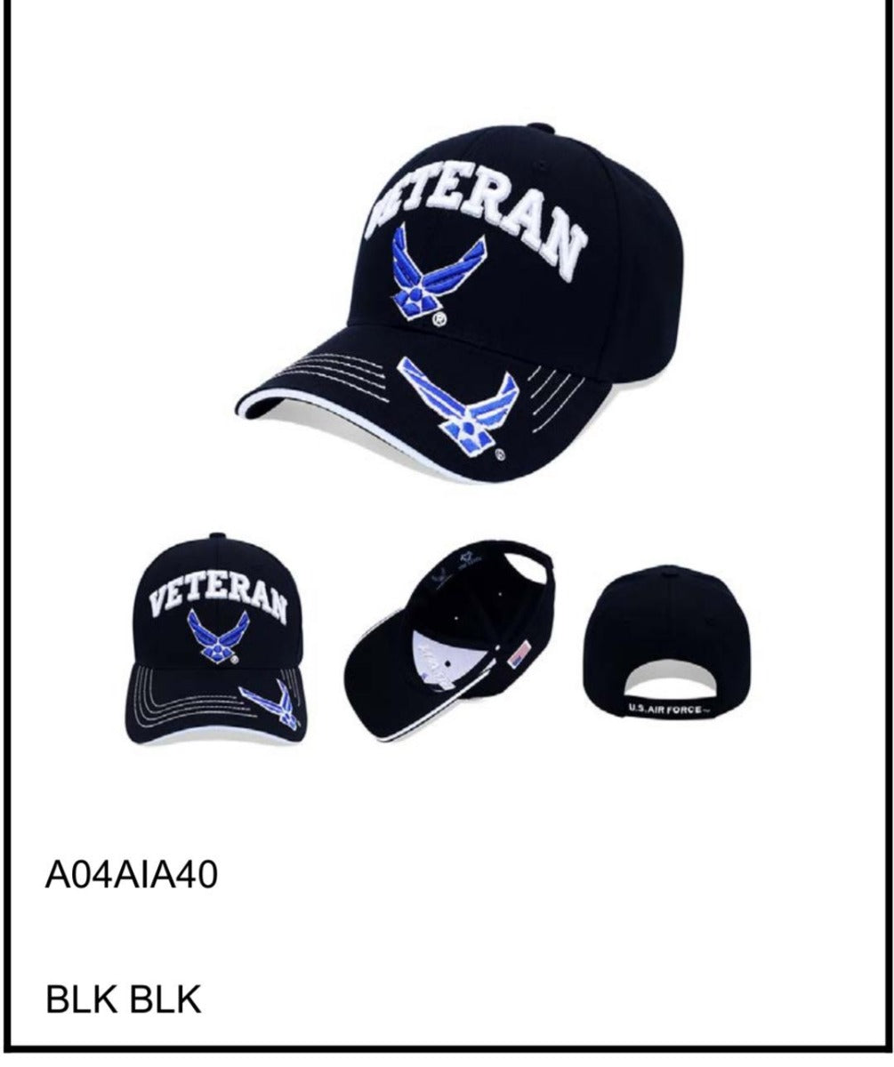 AIR FORCE HAT VETERAN WINGS ON BILL BLACK