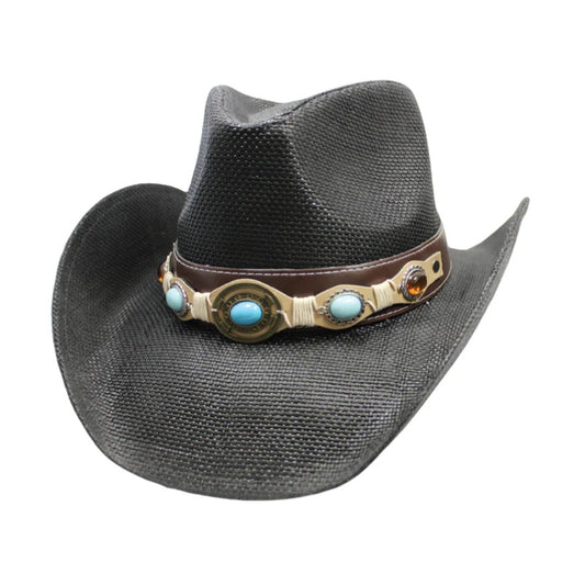 STRAW HAT BK TURQUOISE 3630P