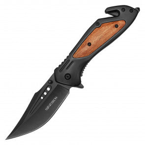 KNIFE PWT123BK  8.5 IN WOOD POCKET SPRING ASSIST