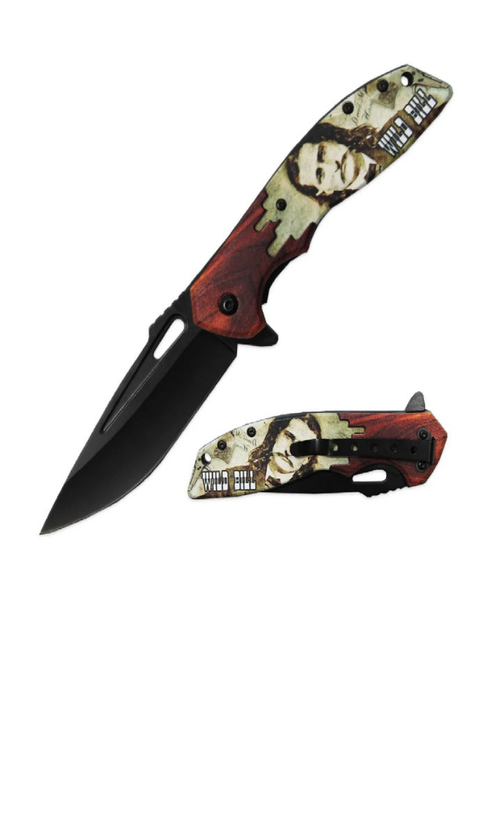 PK 3106-WB 4.75" WILD BILL HICKOK ASSIST-OPEN FOLDING KNIFE WITH BELT CLIP