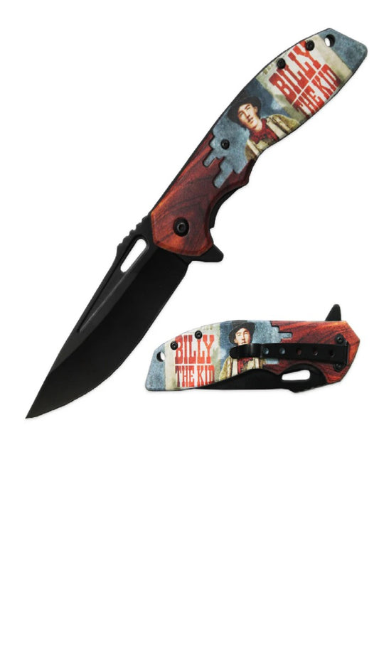 PK 3106-BK 4.75" BILLY THE KID ASSIST-OPEN FOLDING KNIFE WITH BELT CLIP