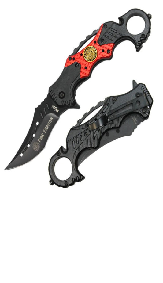 RT 4501-FF 5" RTEK FIRE FIGHTER SERVICEMEN ASSIST-OPEN KARAMBIT TACTICAL RESCUE KNIFE $795$7.95