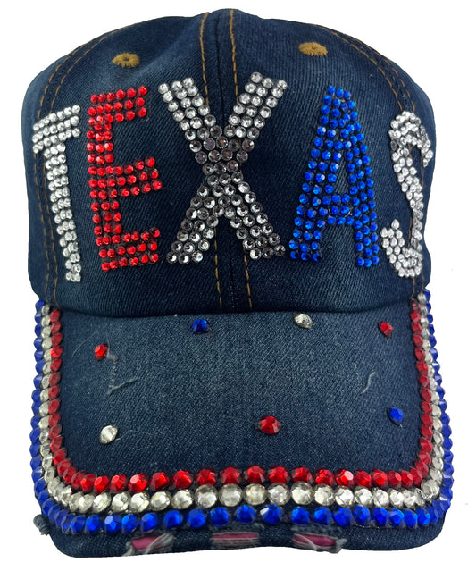 CAP-RHINESTONE TEXAS HT0806MT-DB